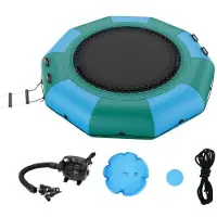 Vevor Oppustelig Vandhopper, 10 fod Rekreativ Vandtrampolin, Bærbar Hoppeplatform med 3-trins stige og elektrisk luftpumpe, Børn Voksne Flydende Rebounder til Pool, Sø, Vandsport