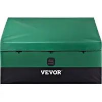 Vevor udendørs opbevaringsboks, 100 gallon vandtæt PE-presenning med galvaniseret ramme, beskyttelse mod al slags vejr og bærbar, til camping, have, poolside og gårdhave, brun og blå