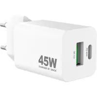Sinox beslag Sinox PRO 230V USB-A+USB-C PD oplader 45W. Hvid, Indendørs, Vekselstrøm, 20 V, Hvid
