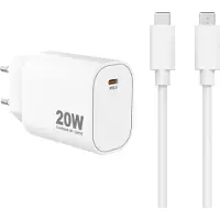 Sinox beslag Sinox PRO 230V USB-C PD oplader 20W m/USB-C kabel. Hvid, Indendørs, Vekselstrøm, 2 m, Hvid