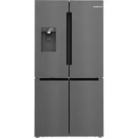 Bosch Serie | 6 KFI96AXEA - Køleskab/fryser - frans dør-bundfryser med vanddispenser, isdispenser - bredde: 90.5 cm - dybde: 73.1 cm - højde: 183 cm - 574 liter - Klasse E - børstet sort stål