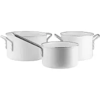 Eva Trio White Line Slip-Let keramisk grydesæt 3 dele Rustfrit stål