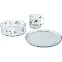 Liewood Spisesæt - 3 Dele - Siva - Sea Creature/Sandy - - OneSize - Spisesæt