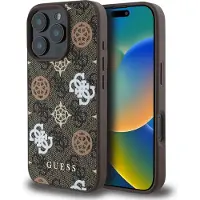 GUESS PU 4G Peony MagSafe Apple iPhone 16 Pro dėklas telefonui rudos spalvos