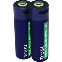 Trust - Batteri - USB-C 2 x AA type - (genopladelige) - 1700 mAh - blå
