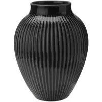 Knabstrup Keramik Knabstrup vase riflet 20 cm Sort