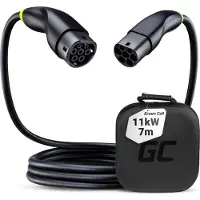 Green Cell ladekabel til elbil type 2 stik - 3 faset, 16A - Optil 11 kW - 7 meter