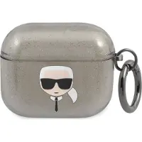 Karl Lagerfeld Glitter Karl's Head Case til AirPods 3 - Sort