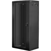 Lanberg WF01-6427-10B Rack Cabinet 19" Wall Mount 27U 600x450mm (Flat Pack) Glass Door Black RAL9004