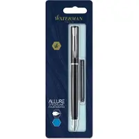 Waterman Allure sort lak fyldepen F, blåt blæk, 1-blister