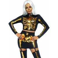 Leg avenue 2 PC Golden Skeleton inkluderer - Stor / sort / guld