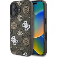 GUESS Peony On 4G Background MagSafe-etui til iPhone 16 - brun