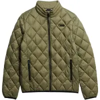 Superdry Superdrytil mænd. M5012145A Diamant Quiltet jakke grøn (L), Casual, Nylon