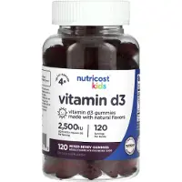 Nutricost , Børn, Vitamin D3, Alder 4+, Mixed Berry, 62,5 mcg (2.500 IU), 120 Gummies