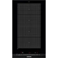 Siemens iQ700 EX375FXB1E - Induktions kogeplade - 2 plader - Niche - bredde: 27 cm - dybde: 49 cm - med rustfrit stål-sidepynt, - med facetteret frontkant - børstet aluminium/sort