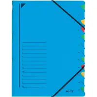 Leitz - Deler - 12 rum - 12 dele - præ-trykt: I-XII - for A4 (210 x 297 mm) - blå