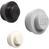 LEGO Knagerækkesæt - 3 stk - 10/8/5 cm - Hvid/Sort/Grå - - OneSize - Knage