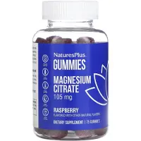NaturesPlus , Magnesium Citrat Gummies, Rød Rød, 75 Gummies (35 mg Per gummy)