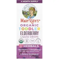 MaryRuth's , Økologisk Børneelderberry Liquids Drops, Blueberry + Raspberry, 1 fl oz (30 ml)