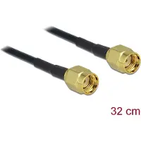 DeLOCK Adapter RP-SMA Plug > RP-SMA Plug - Antennekabel - RP-SMA (han) til RP-SMA (han) - 32 cm - RG-174 - sort