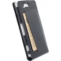 Krusell Kalmar WalletCase MfX - Flipomslag til mobiltelefon - læder - sort - for Sony XPERIA Z3 Compact