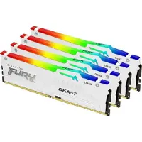 Kingston FURY Beast 64 GB 6000 MT/s DDR5 CL40 DIMM (sæt med 4) White RGB XMP, 64 GB, 4 x 16 GB, DDR5, 288-pin DIMM, Hvid