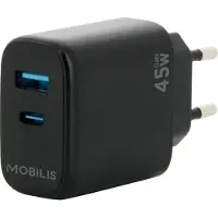 Mobilis 45w Usb-a-og Usb-c-vægoplader