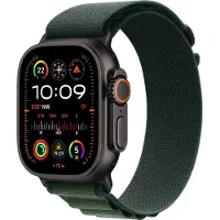 Apple Watch Ultra 2 GPS + Cellular 49mm - Black Titanium Case with Dark Green Alpine Loop - Small