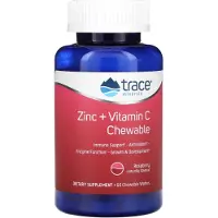 Trace Minerals Research Zink + C-vitamin til at tygge, hindbær - 60 tyggeblade