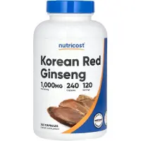 Nutricost , Koreansk Rød Ginseng, 1.000 mg, 240 Kapsler (500 mg Per Kapsel)