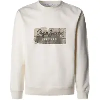 Pepe Jeans Pepe Jeanstil mænd. PM582842 Dalter sweatshirt hvid (S), Casual, Bomuld, Bæredygtig