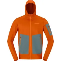 Norrøna - Vandretøj - Falketind Warm2 Stretch Hood M Gold Flame til Unisex - Størrelse S - Orange