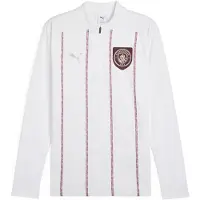 Puma Manchester City Træningstrøje Pre Match 1/4 Lynlås - Hvid/Bordeaux, størrelse Medium