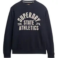 Superdry Superdrytil mænd. M2014090A Athletic Essentials navy sweatshirt med rund hals (M), Casual, Bomuld, Blå