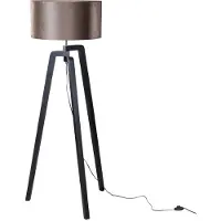 QAZQA Gulvlampe sort med brun velourskærm 50 cm - Puros