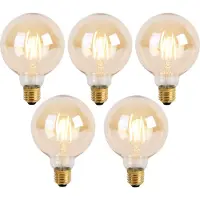 LUEDD Sæt med 5 E27 3-trins dæmpbare LED-pærer G95 Goldline 5W 530lm 2200K