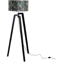 QAZQA Gulvlampe sort med fløjlslampeskærm bladmønster 50 cm - Puros