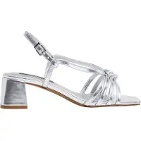 Pepe Jeans Pepe Jeanstil kvinder. PLS90683 Zoe metal-sølv-sandaler (41), Sølvfarvet, 5-8 cm, Spænder, Casual, Party
