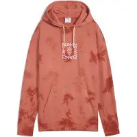 Puma WARDROBE ESS FLORAL PACK Relaxed Washed Graphic Hoodie Women, Clothing, Red Fire, XS