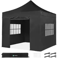 Vonroc Easy-Up Party Telt - Pavillon - 3x3 m | Sæt inkl. sidevægge - Sort