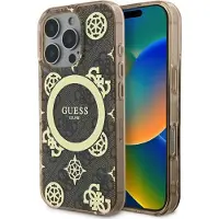 GUESS IML Peony på 4G-baggrund MagSafe-etui til iPhone 16 Pro Max - Brun