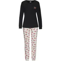 LASCANA Pyjamas lysebrun / sort / hvid