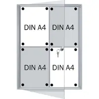 Franken X-tra!Line vitrineskab, 4 x DIN A4, indendørs magnetisk og skriveoverflade, der kan tørres af (FSA4)