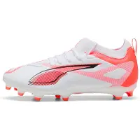 Puma ULTRA 5 MATCH FG/AG Football Boots Youth, Shoes, White/Black/Glowing Red, 32.5