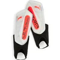Puma ULTRA Flex Football Ankle Shinguards, Accessories, White/Glowing Red, XS