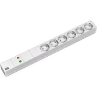 EFB Elektronik 19" stikdåse ALU 1U ÜSS, 6-vejs 35, grå, 2,0 m, uden kontakt