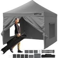 Vevor Pop Up Canopy Telt Udendørs Gazebo Telt 304,8 x 304,8 cm med Sidevægge Mørkegrå