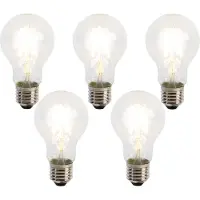 LUEDD Sæt med 5 E27 LED filamentpærer A60 skumringsføler 4W 470lm 2700K