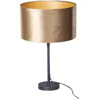 QAZQA Bordlampe sort med fløjlsskærm bronze 35 cm - Parte