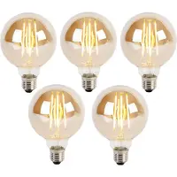 LUEDD Sæt med 5 E27 3-trins dæmpbare LED pærer G95 guld glas 5W 380lm 2200K